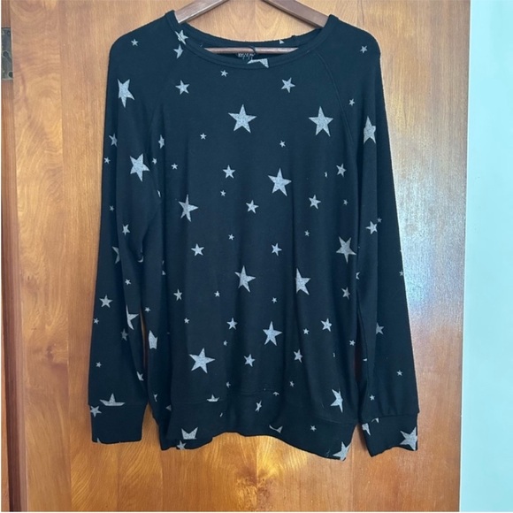 Buffalo David Bitton Sweaters - Buffalo David Bitton Star Crewneck Sweatshirt – Black w/Silver Stars, Med, NWT
